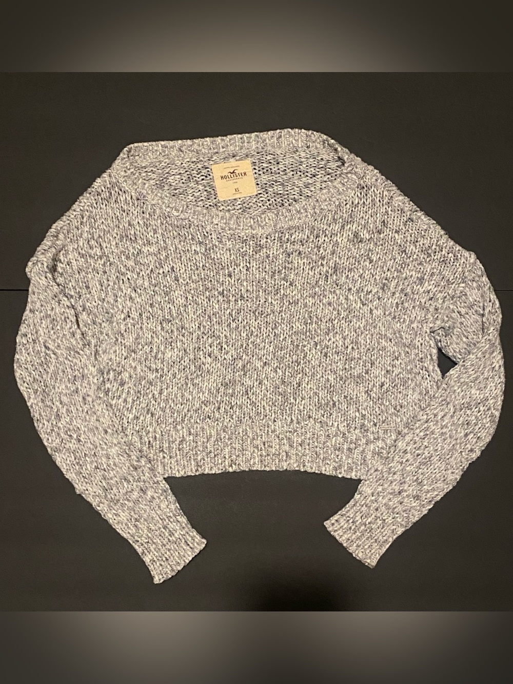 Hollister Cropped Marled Chunky Knit Sweater Scooped Neck